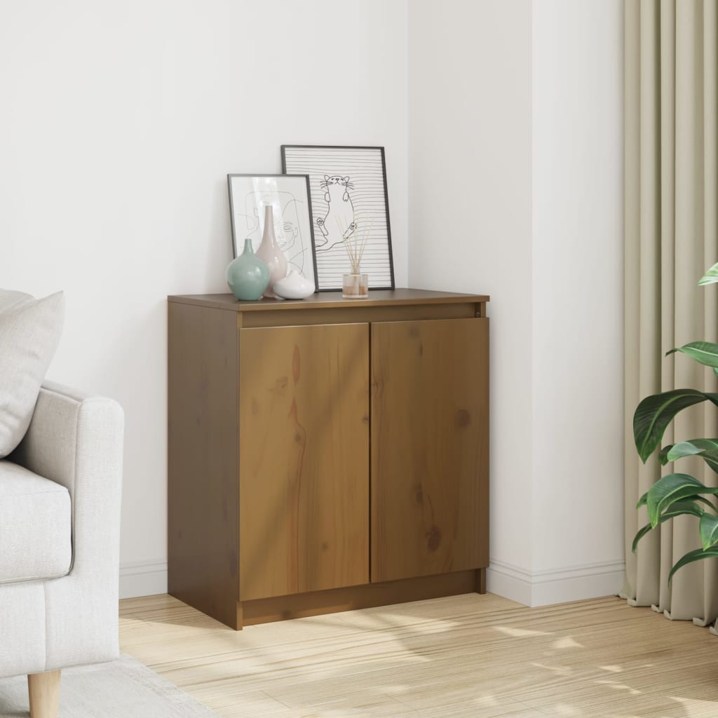 vidaXL Meuble d'appoint marron miel 60x36x65 cm Bois de pin massif