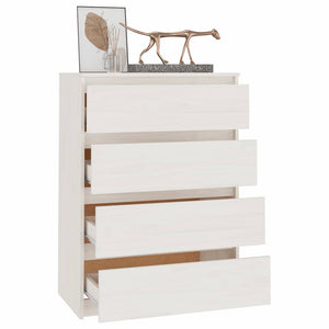 Weißer Beistellschrank Kiefer Massivholz 60x84 cm