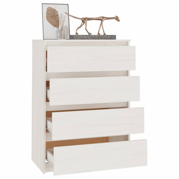 Weißer Beistellschrank Kiefer Massivholz 60x84 cm