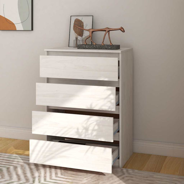 Weißer Beistellschrank Kiefer Massivholz 60x84 cm