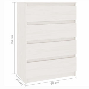 Weißer Beistellschrank Kiefer Massivholz 60x84 cm