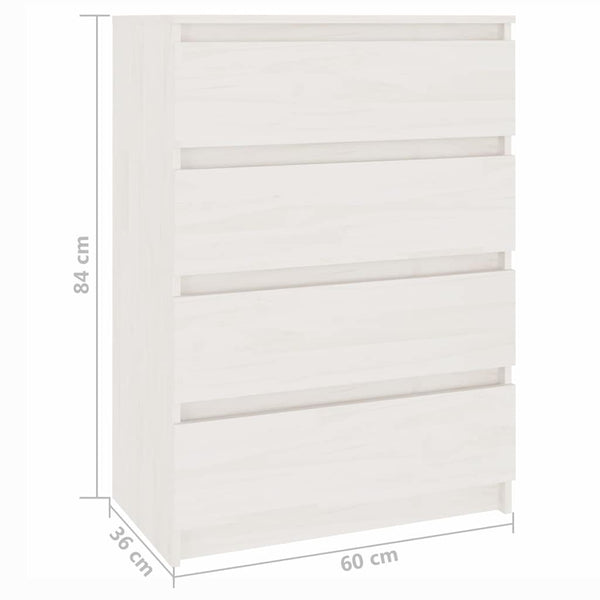 Weißer Beistellschrank Kiefer Massivholz 60x84 cm