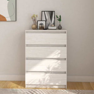 Weißer Beistellschrank Kiefer Massivholz 60x84 cm