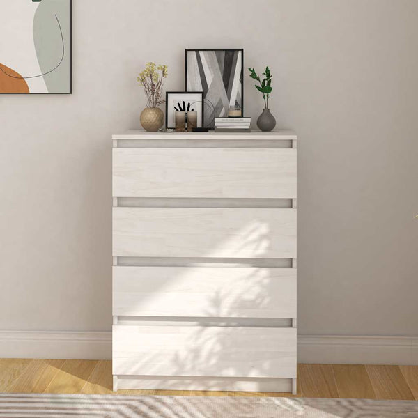 Weißer Beistellschrank Kiefer Massivholz 60x84 cm