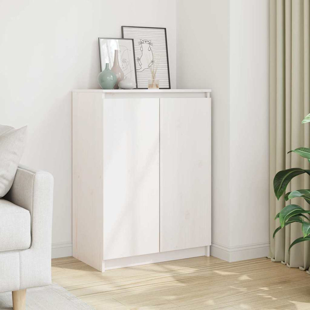 Weißes Kiefer Massivholz Sideboard 60 cm