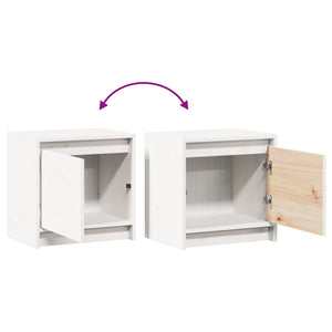 Weißer Nachttisch Kiefer Massivholz 40x40 cm