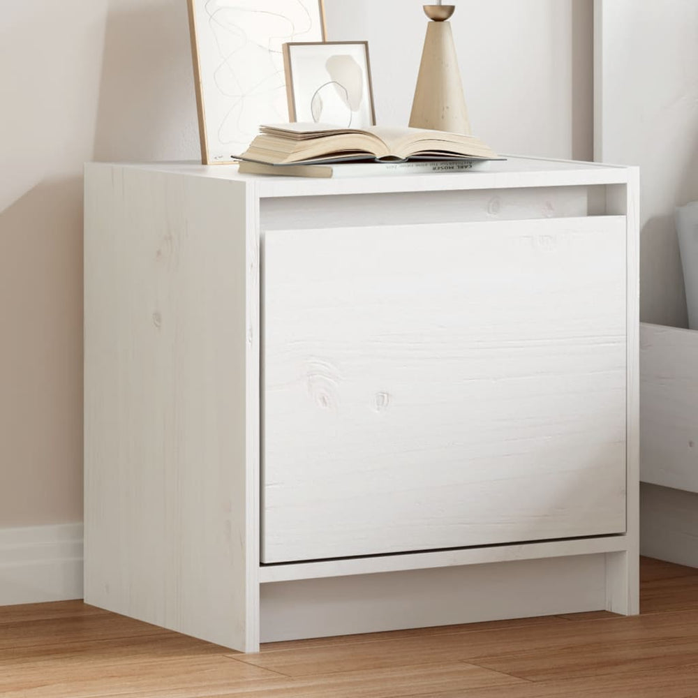vidaXL Bedside Cabinet White 40x30.5x40 cm Solid Pine Wood