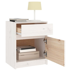 vidaXL Table de chevet blanche 40x31x50 cm en pin massif