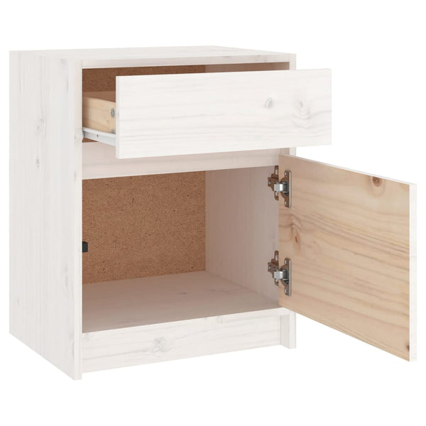 vidaXL Table de chevet blanche 40x31x50 cm en pin massif