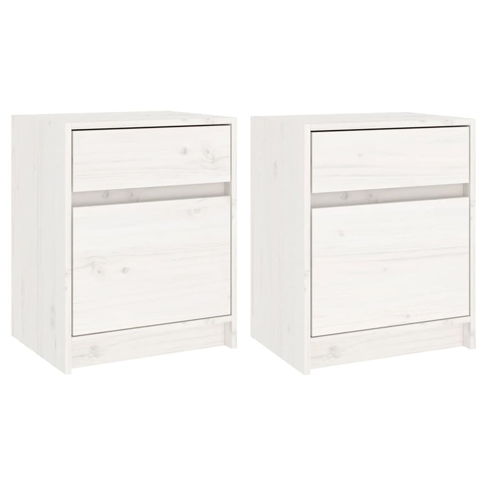 vidaXL Bedside Cabinets 2 pcs White 40x31x50 cm Solid Pine Wood