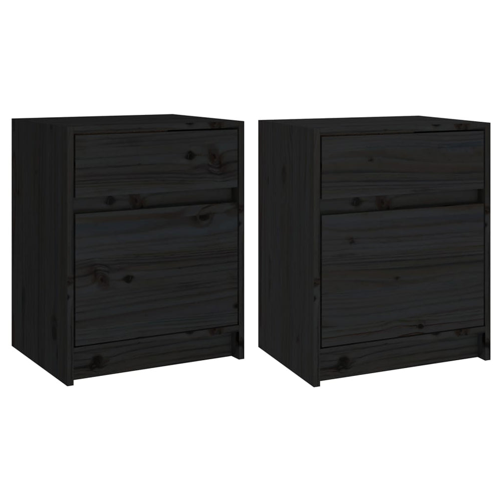 vidaXL Bedside Cabinets 2 pcs Black 40x31x50 cm Solid Pine Wood