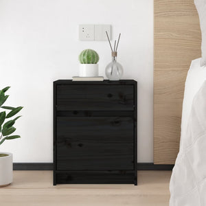 Nachttische 2er Set Schwarz Kiefer Massivholz