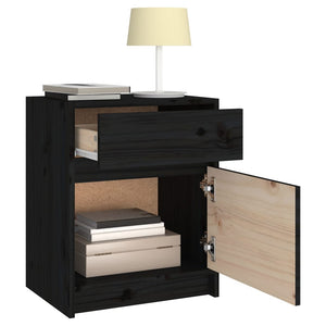 Nachttische 2er Set Schwarz Kiefer Massivholz