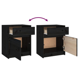 Nachttische 2er Set Schwarz Kiefer Massivholz