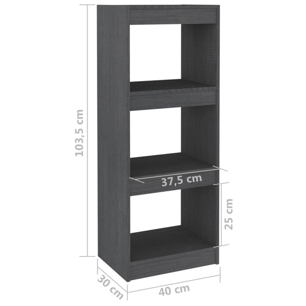 Graues Kiefer Massivholz Bücherregal / Raumteiler