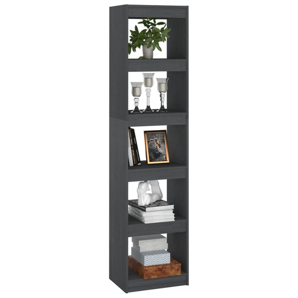 Graues Bücherregal Kiefer Massivholz 40x167,5 cm