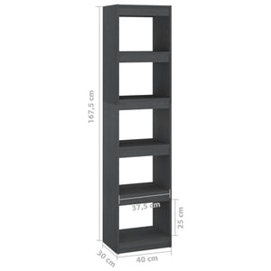 Graues Bücherregal Kiefer Massivholz 40x167,5 cm