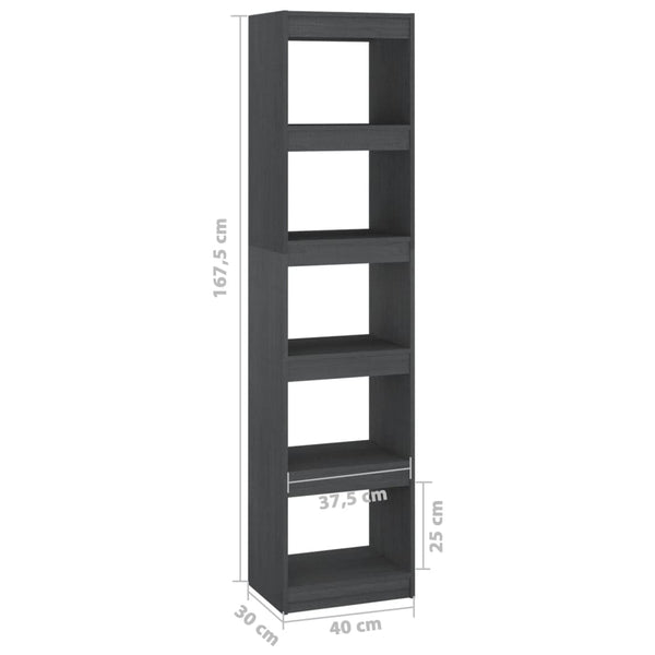 Graues Bücherregal Kiefer Massivholz 40x167,5 cm