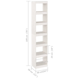 vidaXL Bookcase/Room Divider White 40x30x199 cm Solid Pine Wood