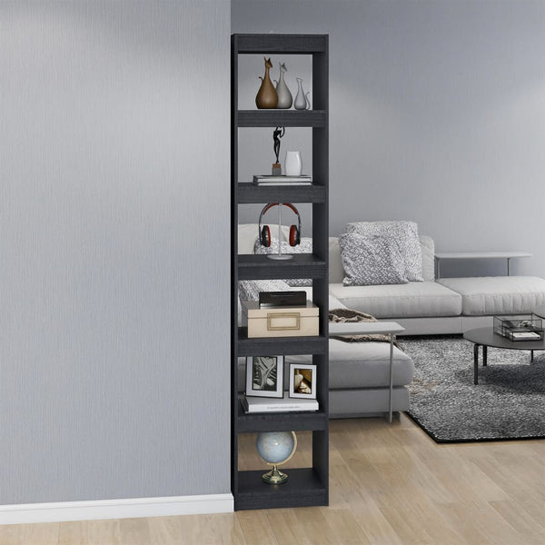 Graues Bücherregal/Raumteiler Kiefer Massivholz 40x199cm