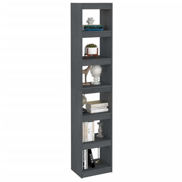 Graues Bücherregal/Raumteiler Kiefer Massivholz 40x199cm