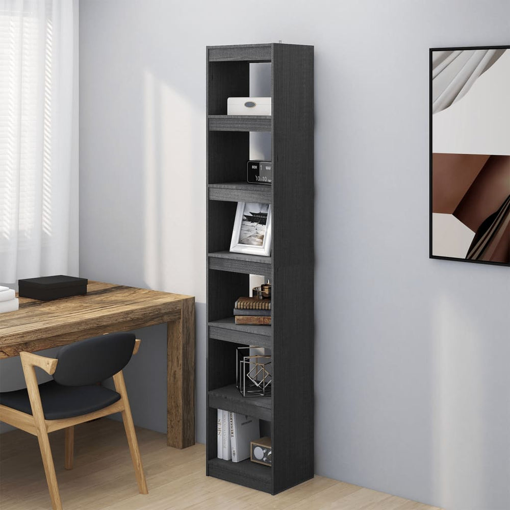 Graues Bücherregal/Raumteiler Kiefer Massivholz 40x199cm