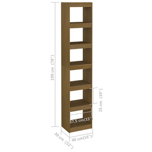 Bücherregal Honigbraun Kiefer Massivholz 40x199 cm