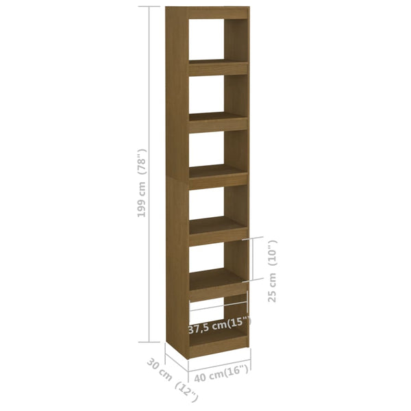 Bücherregal Honigbraun Kiefer Massivholz 40x199 cm