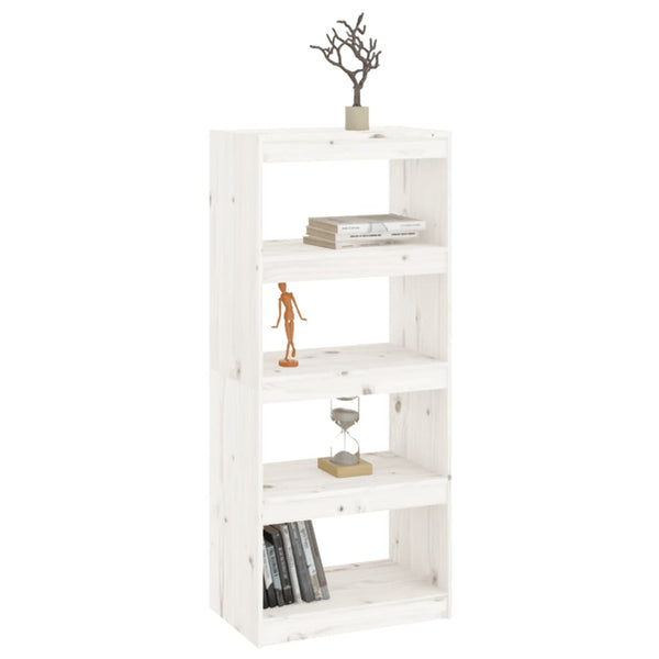 Weißes Kiefer Bücherregal/Raumteiler 60x135,5 cm