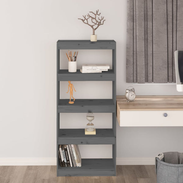 vidaXL Étagère/Séparateur de pièce Gris 60x30x135,5 cm Bois de pin massif