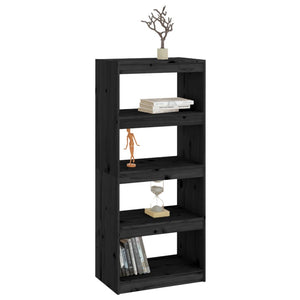 Schwarzes Kiefer Bücherregal 60x30x135,5cm