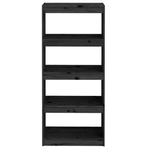 Schwarzes Kiefer Bücherregal 60x30x135,5cm
