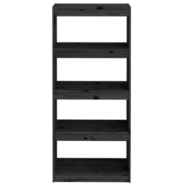 Schwarzes Kiefer Bücherregal 60x30x135,5cm