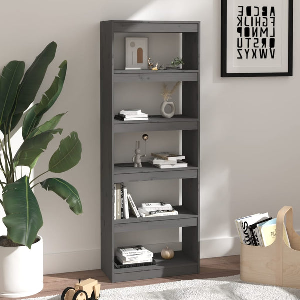 vidaXL Étagère/Séparateur de pièce Gris 60x30x167,5 cm Bois de pin massif