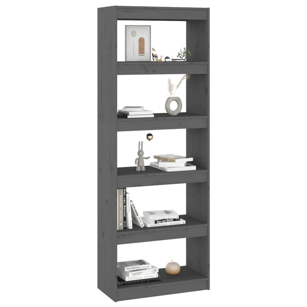 vidaXL Étagère/Séparateur de pièce Gris 60x30x167,5 cm Bois de pin massif