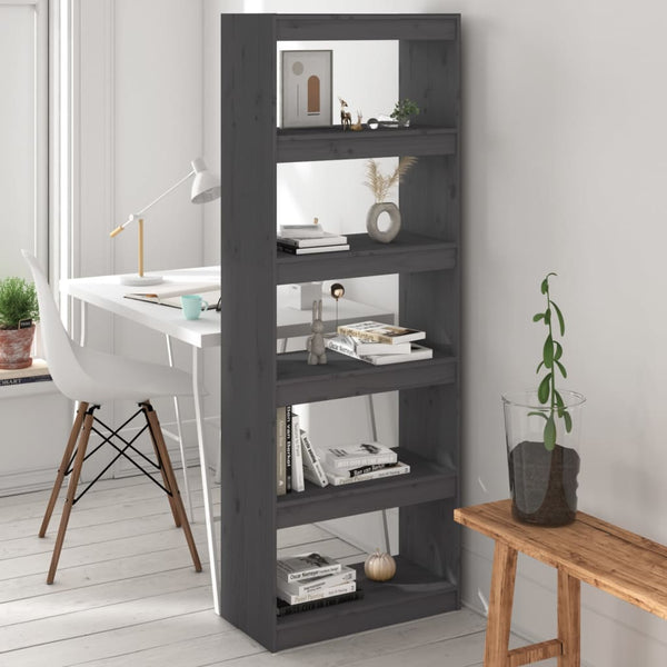 vidaXL Étagère/Séparateur de pièce Gris 60x30x167,5 cm Bois de pin massif
