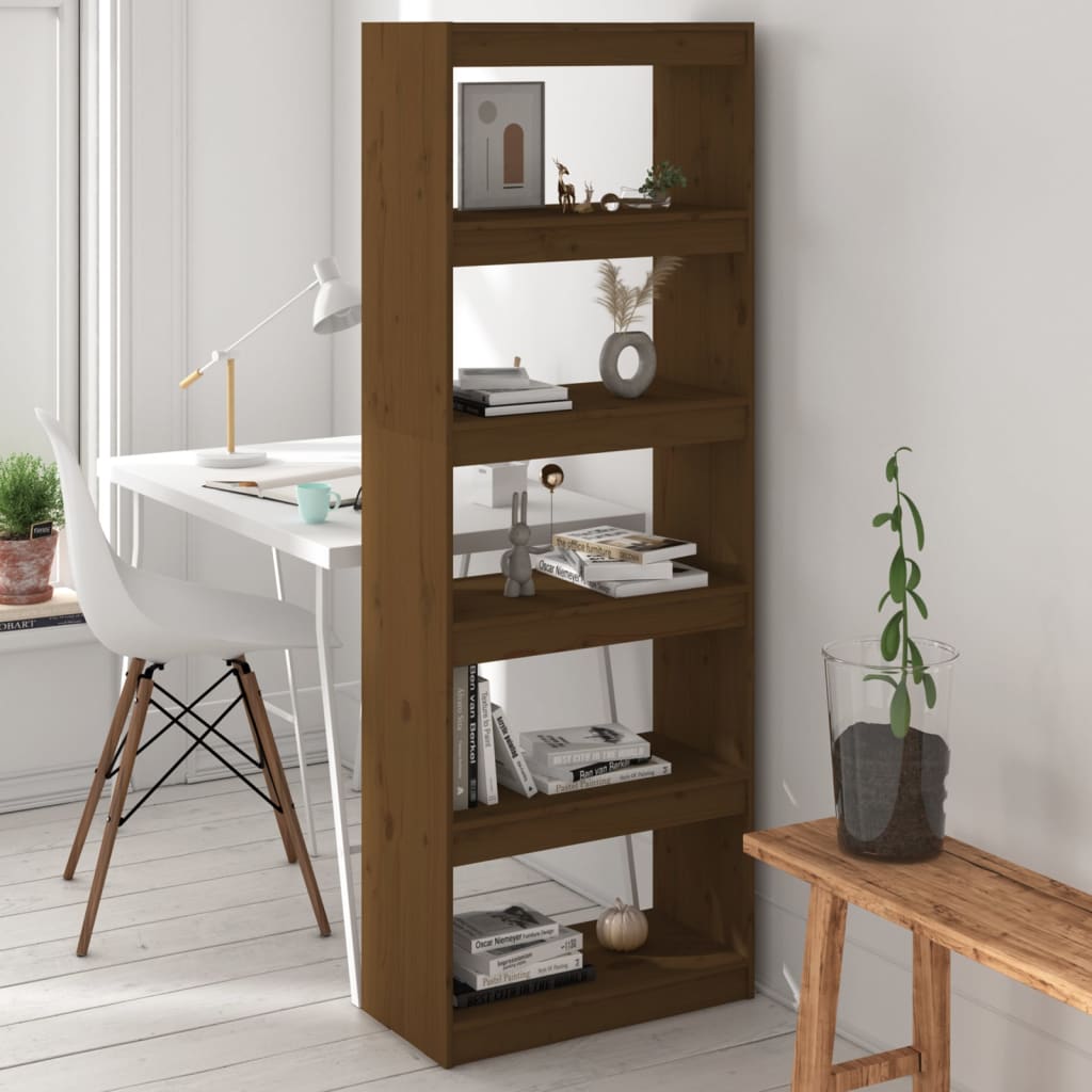 Honigbraunes Kiefernholz Bücherregal 60x30x167,5 cm
