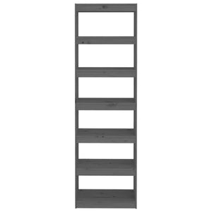 Graues Kiefer Massivholz Bücherregal 60x199,5 cm