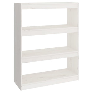 Weißes Kiefernholz Bücherregal Raumteiler 80x103,5 cm