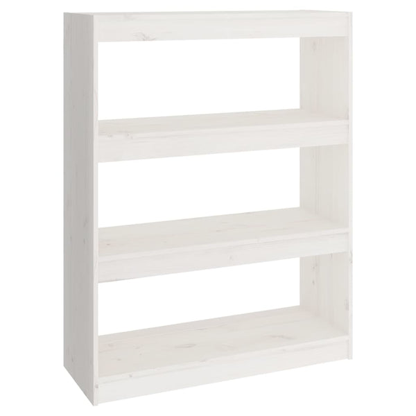 Weißes Kiefernholz Bücherregal Raumteiler 80x103,5 cm