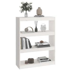 Weißes Kiefernholz Bücherregal Raumteiler 80x103,5 cm