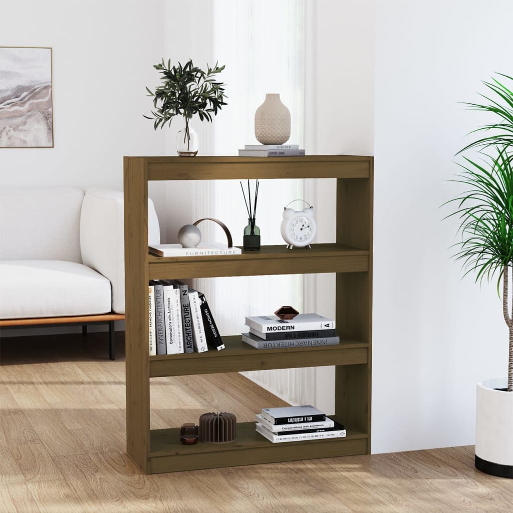 Honigbraunes Kiefernholz Bücherregal/Raumteiler