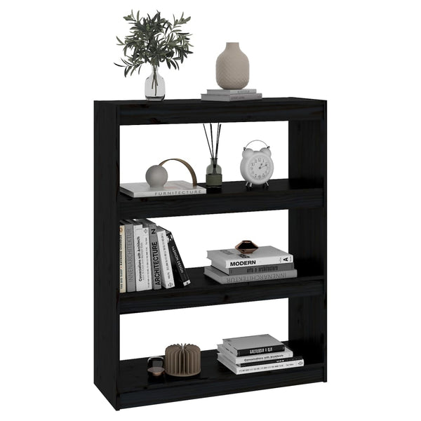 vidaXL Bibliothèque/Séparateur de pièce Noir 80x30x103,5 cm Bois de pin massif