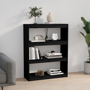 vidaXL Bibliothèque/Séparateur de pièce Noir 80x30x103,5 cm Bois de pin massif