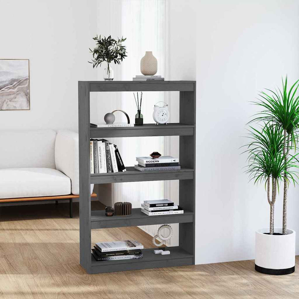 Graues Kiefer Massivholz Bücherregal 80x135,5 cm