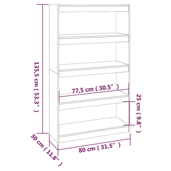 vidaXL Bibliothèque/séparateur de pièce marron miel 80x30x135,5 cm en pin massif