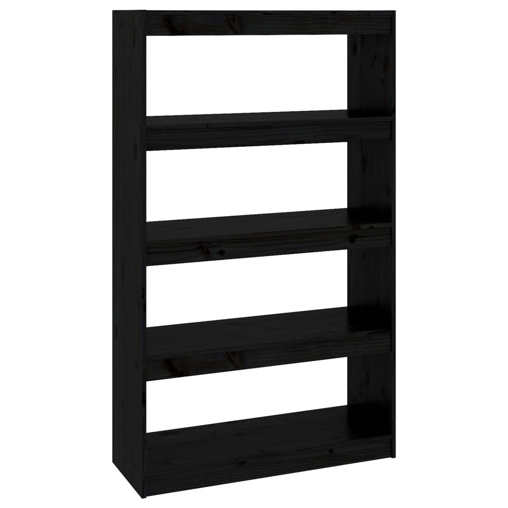 Schwarzes Kiefernholz Bücherregal 80x135,5 cm