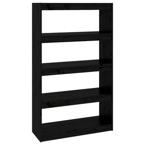 Schwarzes Kiefernholz Bücherregal 80x135,5 cm