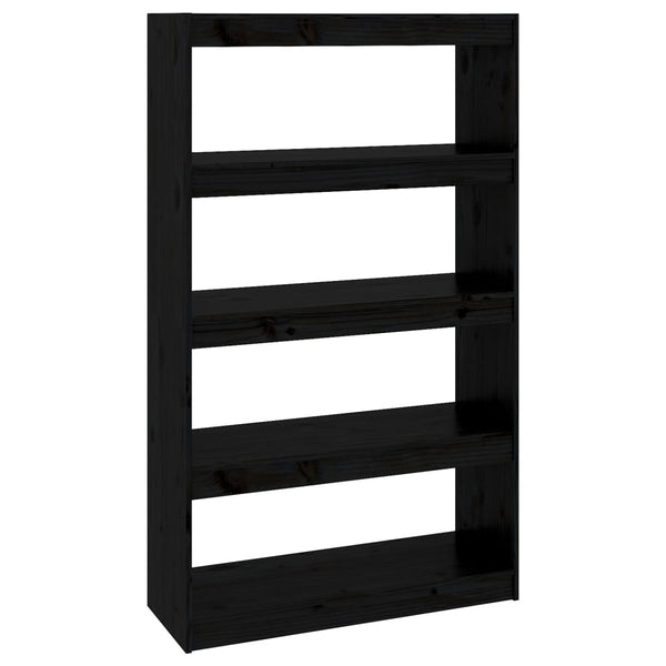 Schwarzes Kiefernholz Bücherregal 80x135,5 cm