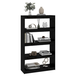 Schwarzes Kiefernholz Bücherregal 80x135,5 cm
